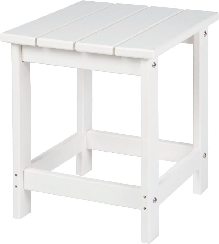 Photo 1 of **missing hardware** LZRS Adirondack Square Outdoor Side Table, Pool Composite Patio Table, HDPE End Tables (White)
