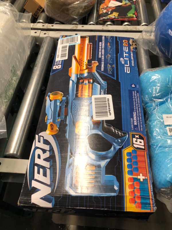 Photo 3 of NERF Elite 2.0 Eaglepoint RD-8 Blaster -- 8-Dart Drum, Detachable Scope and Barrel, 16 Official Elite Darts, Bolt Action Standard Packaging