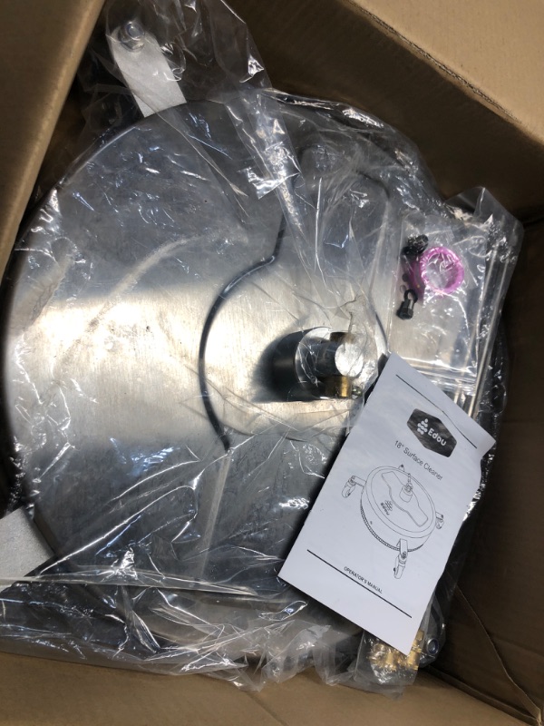 Photo 1 of EDOU DIRECT Pressure Washer Surface Cleaner 18" with wheels | Stainless Steel | HEAVY DUTY | 4,000 PSI Max Working Pressure | Includes: 2 Pressure Washer Extension Wand Attachments 18 Inch