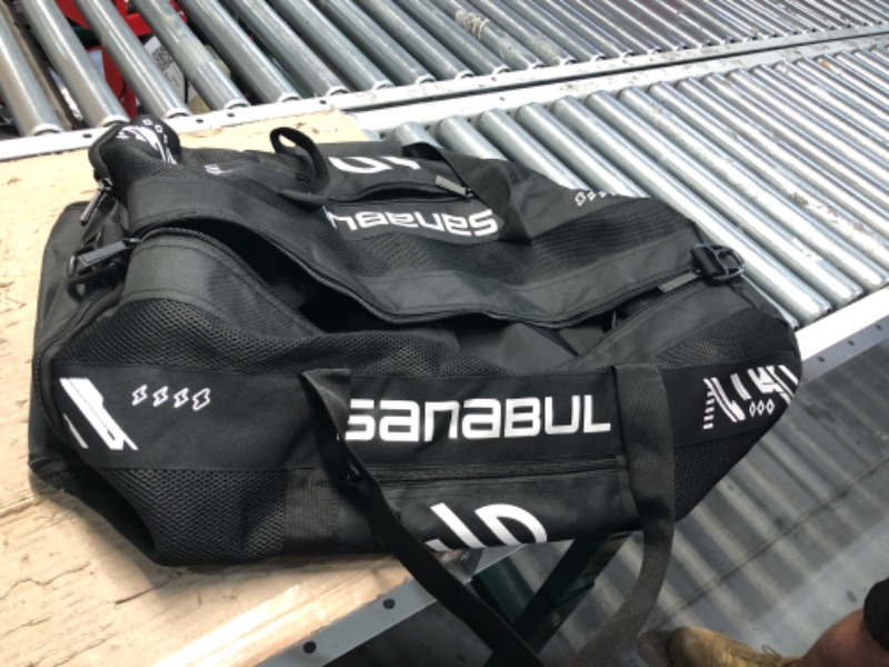 Photo 2 of ***ONLY HAS 1 BAG***
Sanabul Lab Series Mesh Duffel Gym Bag for Men and Women | Sports, Workout, Boxing Gym Bag | Men's Gym Bag | Womens Gym Bag with Shoe Compartment (Black/White, Oversize)