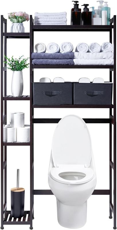 Photo 1 of ****READ NOTES****
Homde Over The Toilet Storage with Basket and Drawer, Bamboo Bathroom Organizer with Adjustable Shelf & Waterproof Feet Pad, Space Saver Storage Rack- Brown