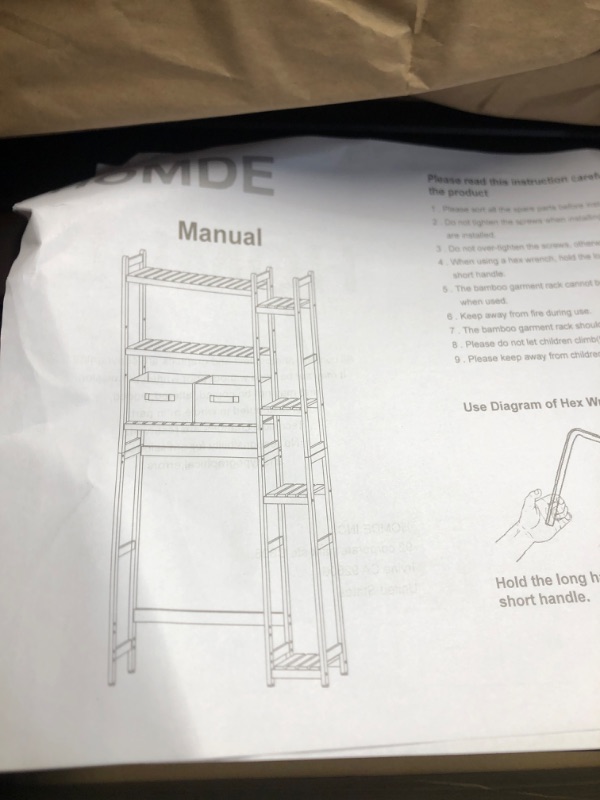 Photo 3 of ****READ NOTES****
Homde Over The Toilet Storage with Basket and Drawer, Bamboo Bathroom Organizer with Adjustable Shelf & Waterproof Feet Pad, Space Saver Storage Rack- Brown