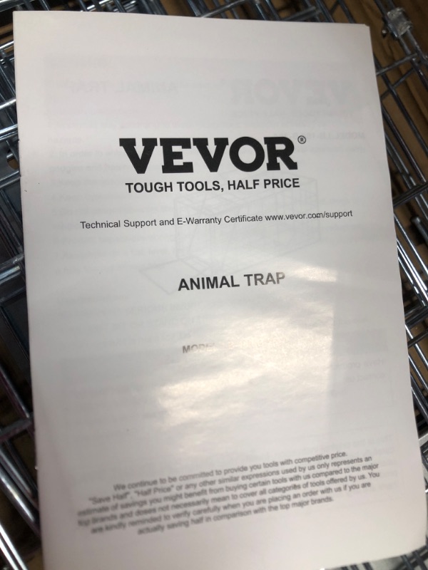 Photo 3 of VEVOR Live Animal Cage Trap, 24" x 8" x 8" Humane Cat Trap Galvanized Iron, Folding Animal Trap with Handle for Rabbits, Stray Cats, Squirrels, Raccoons, Groundhogs and Opossums