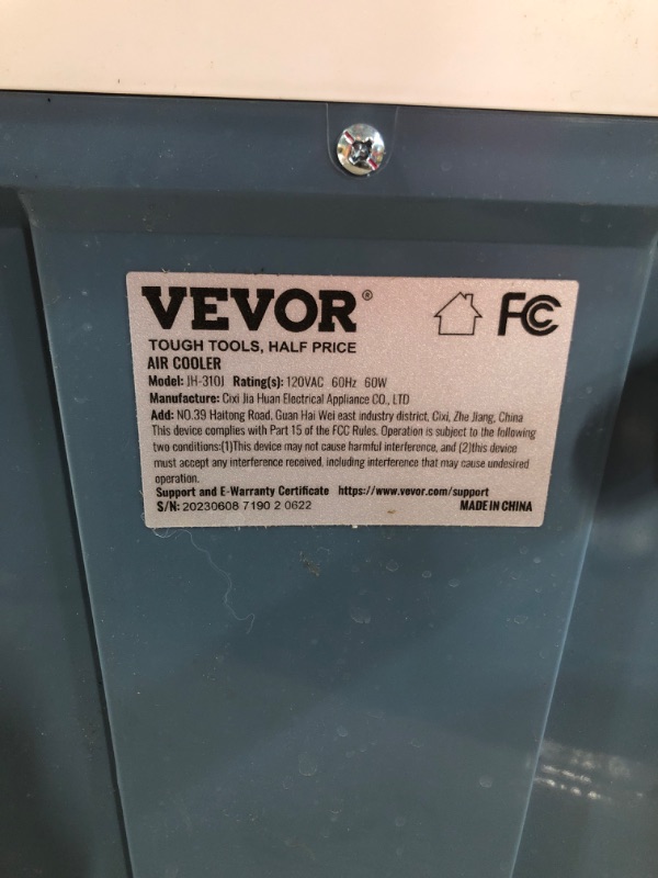 Photo 3 of ***NON-REFUNDABLE PARTS ONLY***
VEVOR Evaporative Air Cooler,1400 CFM 11X31 inch Air Cooler,3 Speeds Cooler Portable 