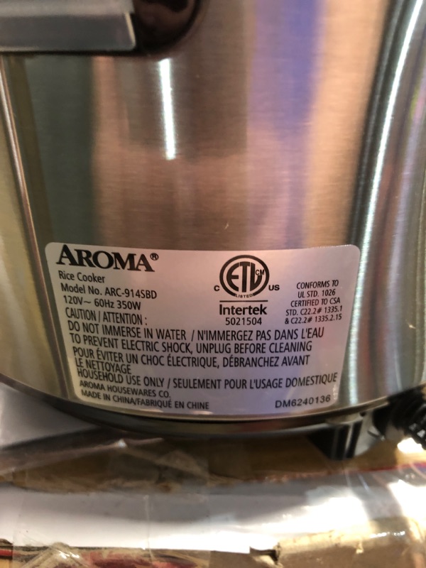 Photo 3 of ***DAMAGED DENTED***
Aroma Housewares ARC-914SBD Digital Cool-Touch Rice Grain Cooker and Food Steamer, Stainless, Silver, 4-Cup (Uncooked) / 8-Cup (Cooked) Basic