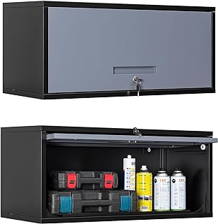 Photo 1 of ***STOCK PHOTO FOR REFERENCE ONLY***
Metal Wall Cabinet with Up-flip Door, Wall-Mounted Locker for Garage Workshop Kitchen, Size 11.8" D x 26" W x 13.8" H