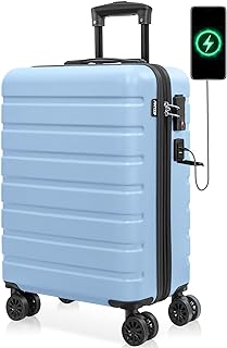 Photo 1 of (READ FULL POST) AnyZip Carry On Luggage 25" Hardside PC ABS Lightweight USB Suitcase with Wheels TSA Lock Light Blue