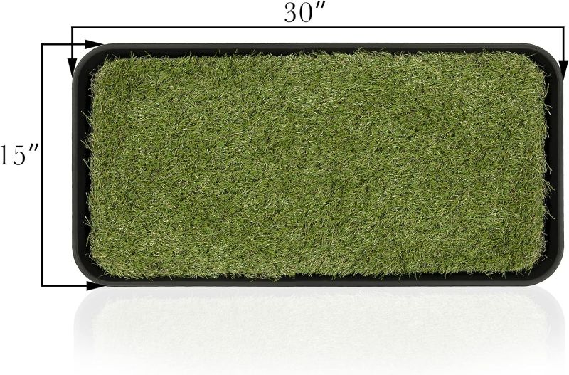 Photo 4 of (NON-REFUNDABLE) Ottomanson Pet Collection Pet Potty Training Pee Pad with Tray, 15" x 30", Green Black/Grass Grass Pad - 15" x 30"