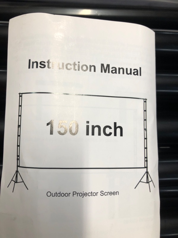 Photo 2 of 150 inch Projector Screen With Stand,HUANYINGBJB Outside Projection Screen, Portable 16:9 4K HD Rear Front Movie Screen with Carry Bag for Theater Backyard Movie night,Cinema School, Churches, Parties 150 inches