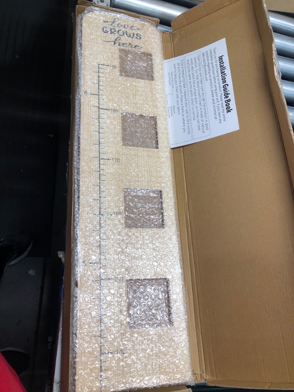 Photo 1 of Solid Wood Growth Chart for Kids with Picture Frames, Height Measurement Ruler Milestone Markers, Foldable Kids Height Wall Chart, Christmas Keepsake Gift for Kids Boys Girls Room Decor