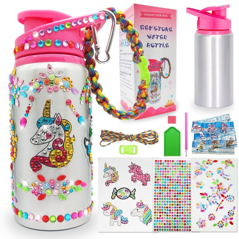 Photo 1 of 7July Decorate Your Own Water Bottle Kits for Girls Age 4-6-8-10,Unicorn Gem Diamond Painting Crafts,Fun Arts and Crafts Gifts 