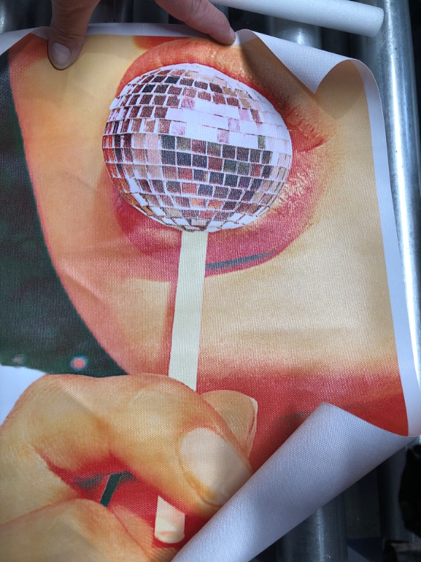 Photo 2 of ***NON-REFUNDABLE (2 PACK) BUNDLE***
Vintage Disco Ball Poster Print Girl Lollipop Sexy Lips  12x16inch-Unframed