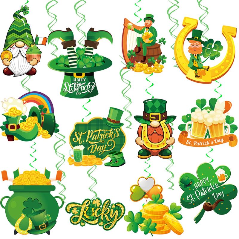 Photo 1 of ***NON-REFUNDABLE (2 PACK) BUNDLE***
MGahyi St Patricks Day Decorations Hanging Swirls,30 Pieces Green Lucky Irish Shamrock Clover Leprechaun Horseshoe 