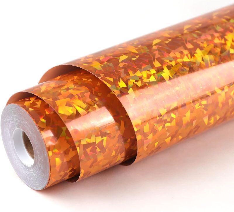 Photo 1 of VAST WANT Metallic HTV Vinyl Roll - 12" x 30FT Heat Transfer Vinyl  (Broken Glass Texture Copper)