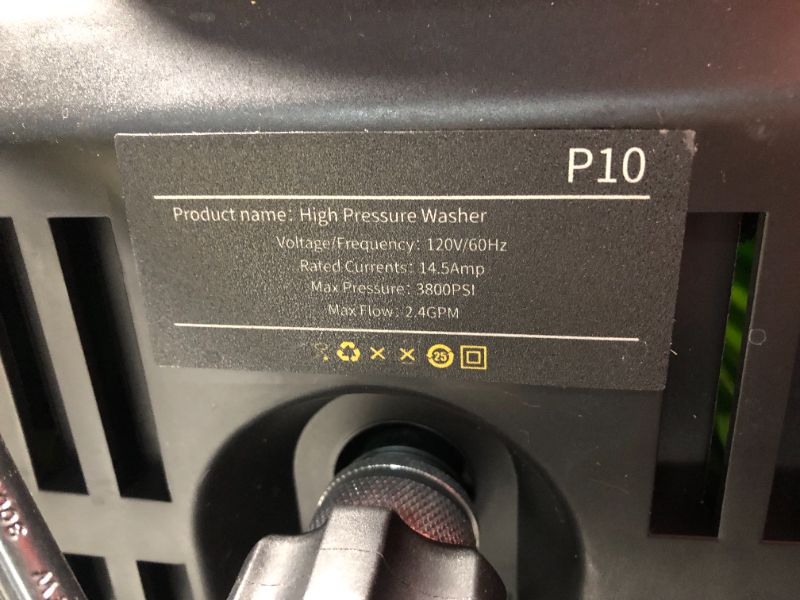 Photo 4 of ***DAMAGED - WAND BROKEN - SEE PICTURES - UNABLE TO TEST***
Electric High Pressure Washer - Apiuek Portable Washer with 23 FT Water Outlet & 6.6 FT Inlet Hose, Upgraded Foam Cannon, 4 Nozzle Set, Cleans Patios/Cars/Fences/Windows, 3800PSI 2.4GPM Green