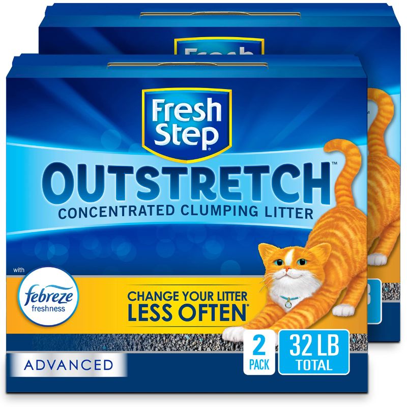 Photo 1 of ***STOCK PHOTO FOR REFERENCE ONLY***
***1 only***
Fresh Step Advanced Outstretch Long Lasting Clumping Litter, Simply Unscented, Lasts 50% Longer 16 lb 