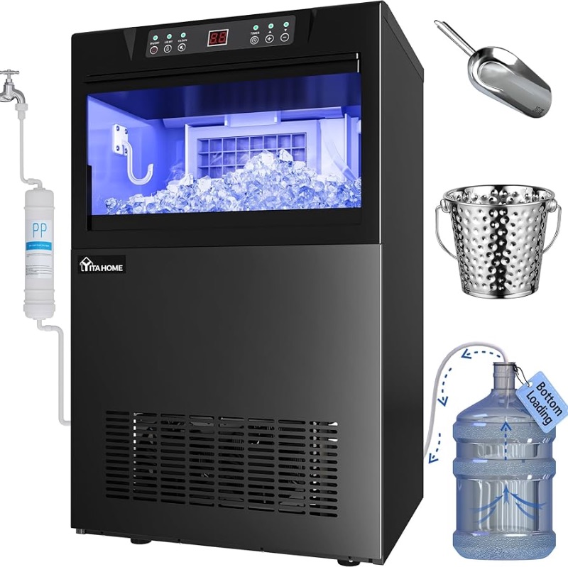 Photo 1 of **see comments***
YITAHOME 2 Way Water Inlet Commercial Ice Maker Machine 100LBS/24H, Tap Water & Bottom Loading, 33LBS Storage Bin, Under Counter Ice Machine with Stainless Steel Ice Scoop, Ice Bucket