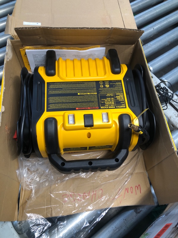 Photo 2 of (READ FULL POST) DEWALT DXAEPS14-Type2 2000 Peak Battery Amp 12V Automotive Battery Booster Jump Starter/Power Station with 500 Watt AC Power Inverter, 120 PSI Digital Compressor, and 15W USBa Ports, 25W USBc Port Power Station 2000 Amp