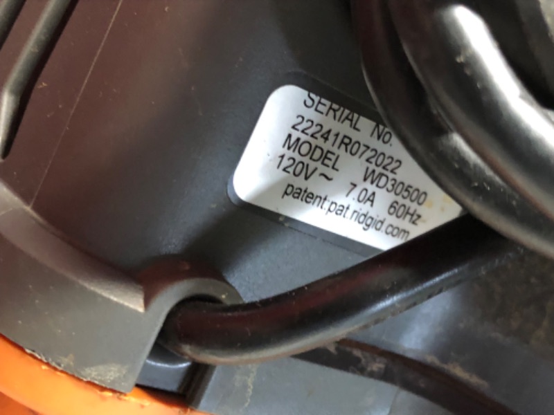 Photo 3 of ***HEAVILY USED AND DIRTY - POWERS ON - UNABLE TO TEST FURTHER - SEE PICTURES***
RIDGID 3 Gal 3.5 Peak HP Handheld Shop Vac Wet Dry Vacuum with RIDGID SWEEP Dust Pan, Filter, Locking Hose and Car Nozzle