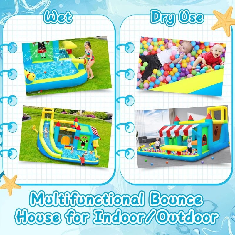 Photo 4 of (READ FULL POST) FBSPORT Inflatable Bounce House Water Slide, Bounce House for Kids with Toy Market Stand Splash Pool Bouncer Climbing Wall Water Gun Ball Dart, Bouncy Castle W/620W Blower for Outdoor Indoor, Green