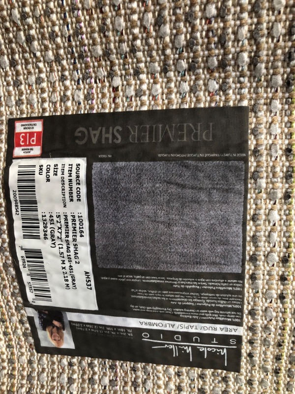 Photo 3 of ***USED - DIRTY - NO PACKAGING***
Nicole Miller 5'2" x 7'2" Shag Rug, Grey