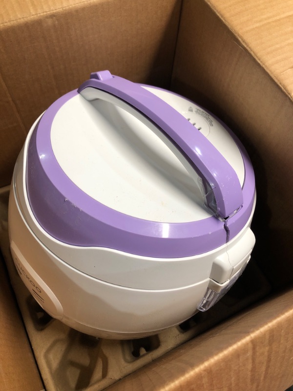 Photo 3 of (minor damage, no returns) 
Cuckoo CR-0671V Rice Cooker, 3 Liters / 3.2 Quarts, Violet/White 3 Liters / 3.2 Quarts Violet/White