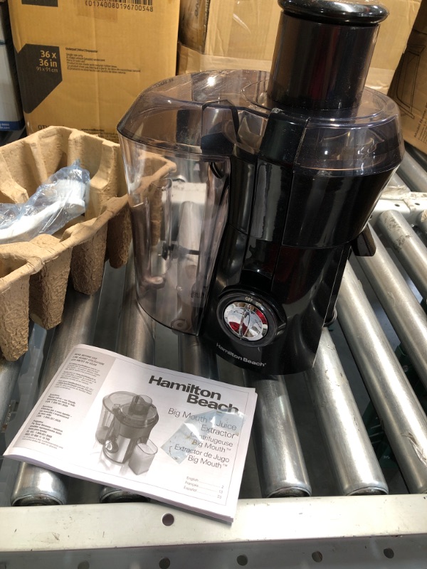 Photo 2 of (missing  part) (no returns) Hamilton Beach Juicer Machine, Big Mouth Large 3” Feed Chute for Whole Fruits and Vegetables, Easy to Clean, Centrifugal Extractor, BPA Free, 800W Motor, Black 800W Motor Black