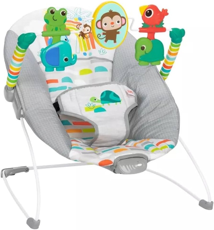 Photo 1 of Bright Starts Playful Paradise Portable Baby Bouncer with Vibrating Infant Seat and -Toy Bar, Max Weight 20 lbs., Age 0-6 Months