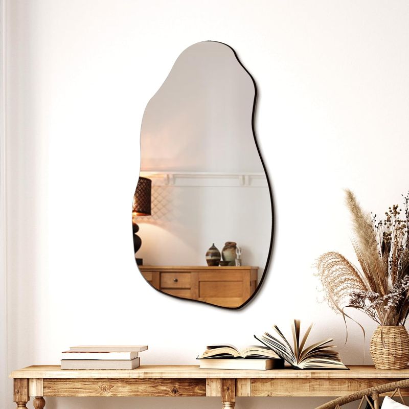 Photo 1 of (similart to stock photo) KITCHIFYTARQ Irregular Mirror for Wall, Large 21"x35" Asymmetrical Wall Mirror Irregular Shaped Stylish Frameless Mirror for Living Room Bathroom Entryway Modern Home Decor Mirror Irregular-a