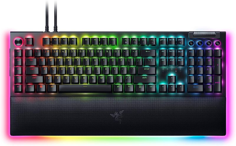 Photo 1 of Razer BlackWidow V4 Pro Wired Mechanical Gaming Keyboard: Green Mechanical Switches Tactile & Clicky - Doubleshot ABS Keycaps - Command Dial - Programmable Macros - Chroma RGB - Magnetic Wrist Rest Green Switches - Tactile & Clicky