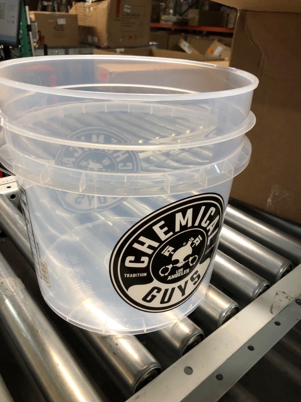 Photo 2 of Chemical Guys ACC_103 Heavy Duty Detailing Car Wash Bucket with Chemical Guys Logo, 4.5 Gal , Semi Transparent White Bucket Only