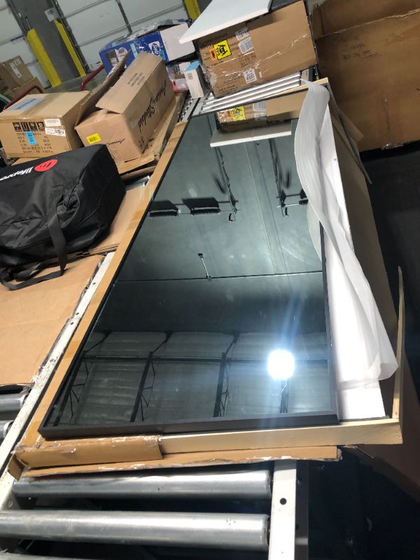 Photo 2 of ***DAMAGED - CORNER SLIGHTLY DAMAGED - SEE PICTURES***
LFT HUIMEI2Y Full Length Floor Mirror with Standing Holder, 65"x22" Black Aluminum Body Mirror, Rectangle Mirror, Hanging Mirror