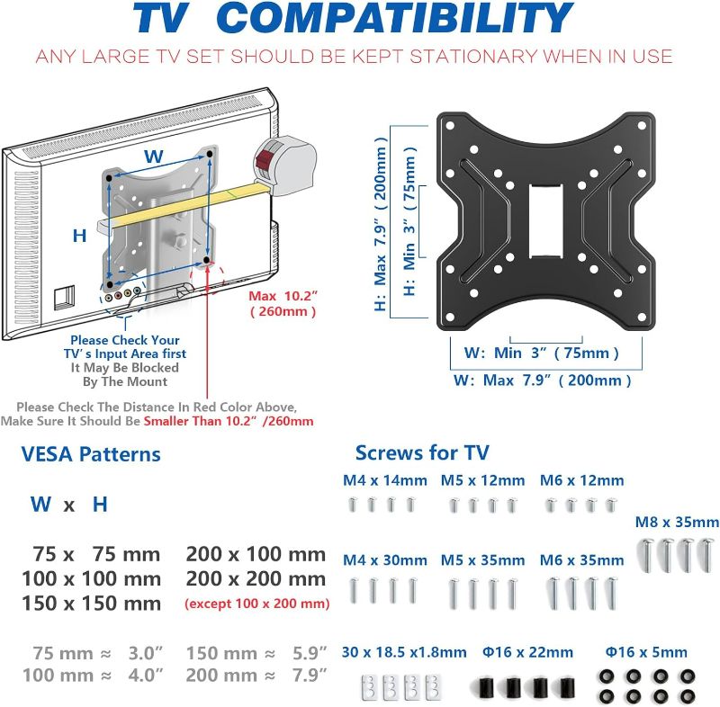 Photo 4 of (NON-REFUNDABLE) Universal Swivel Tabletop TV Stand for Flat Screens 23 24 26 32 39 40 42 43 Inch, Heavy Duty Center Pedestal Stand Replacement with Black Tempered Glass Base and Height Adjustable Mount
