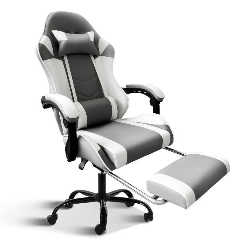 Photo 1 of **SEE NOTES**Gaming Chair,Backrest and Seat Height Adjustable,Swivel Recliner,Office Computer Ergonomic Video Game Chair with Footrest Grey/White