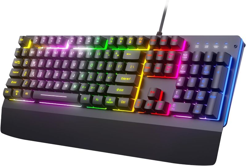 Photo 1 of (missing one key)(see images) Wired Gaming Keyboard, RGB Light Up Keyboard 