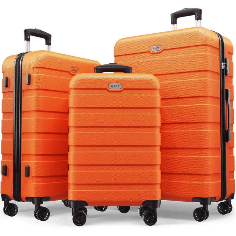 Photo 1 of ***DAMAGED - SCUFFED AND SCRAPED - ZIPPER BROKEN - SEE PICTURES - NO PACKAGING***
AnyZip Luggage Sets 3 Piece PC 20 24 28 Inch ORANGE  3 Piece Set