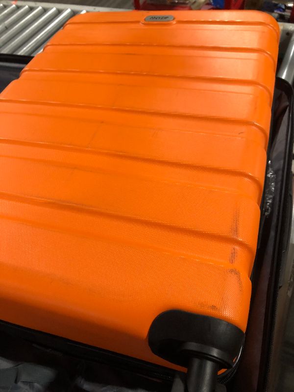 Photo 4 of ***DAMAGED - SCUFFED AND SCRAPED - ZIPPER BROKEN - SEE PICTURES - NO PACKAGING***
AnyZip Luggage Sets 3 Piece PC 20 24 28 Inch ORANGE  3 Piece Set