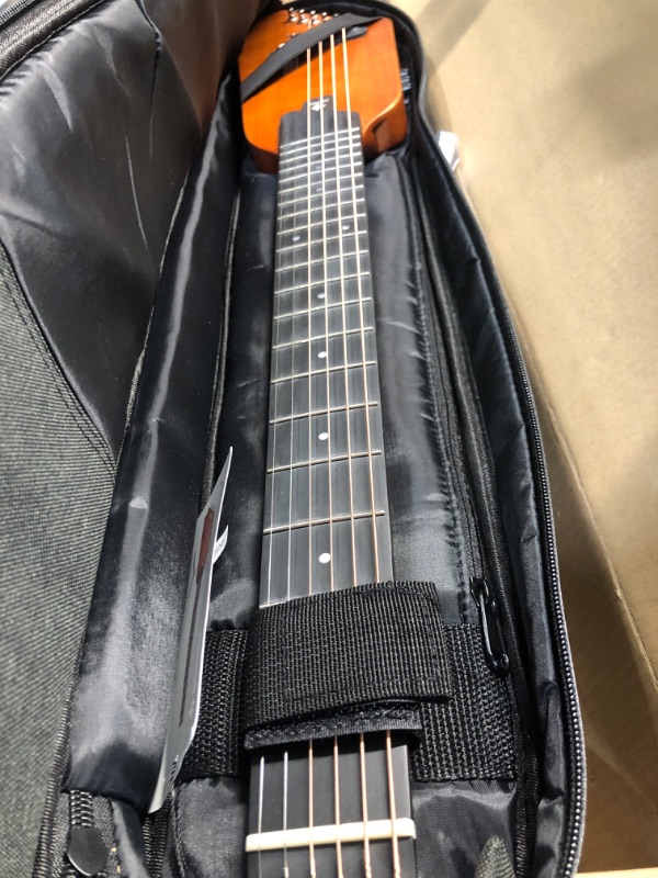 Photo 4 of Donner HUSH-I Guitar For Travel - Portable Ultra-Light and Quiet Performance Headless Acoustic-Electric Guitar, Mahogany Body with Removable Frames, Gig Bag