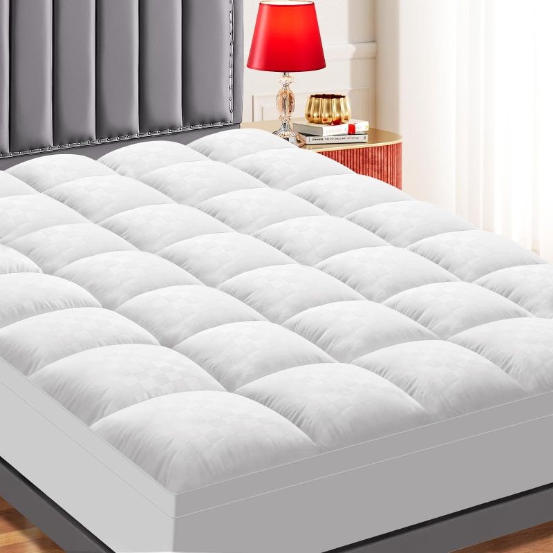 Photo 1 of (STOCK PHOTO FOR SAMPLE ONLY) - Queen Mattress Topper, Extra Thick Mattress Pad Cover, Cooling Mattress Topper Pillow Top with Down Alternative Fill with 8-21 Inch Deep Pocket Mattress Cover,White