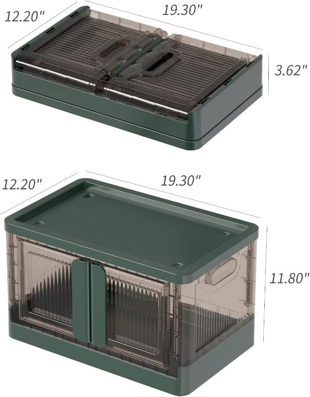 Photo 1 of [READ NOTES]
Stackable Storage Bins 19 Gal, foldable storage boxes with doors, Dark Green