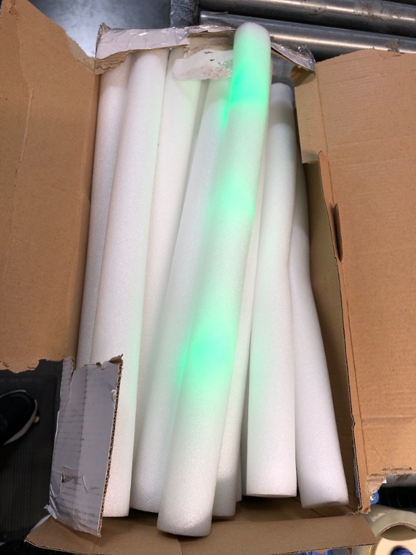 Photo 2 of 30 PCS LED Glow Foam Sticks Bulk 18.5" Large Light up Glow Sticks Battery Powered Glow in the Dark Party Supplies for Wedding Raves Carnival Concert Halloween Birthday Party (Green)