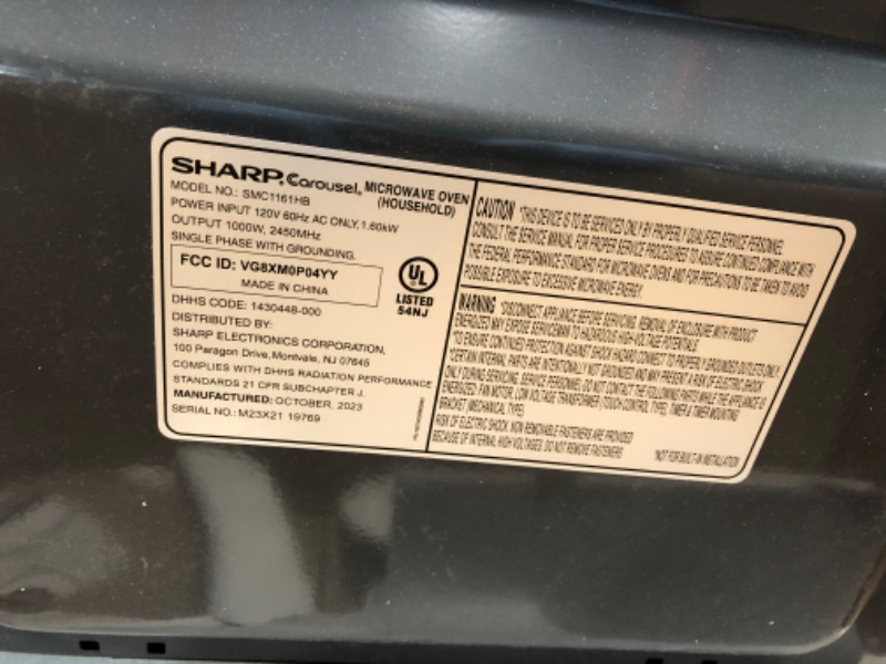 Photo 4 of **DIRTY AND SCRATCHED***SHARP ZSMC1161HB Oven with Removable 12.4" Carousel Turntable, Cubic Feet, 1000 Watt Countertop Microwave, 1.1 CuFt, Black