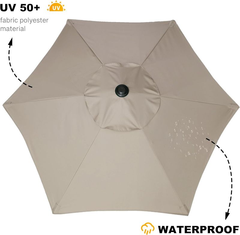 Photo 4 of (NON-REFUNDABLE) AMMSUN Patio Umbrella Market Table Umbrella 6.5 ft Tilt Steel Pole UPF50+ Protection, Great for Outdoor Garden Backyard (Beige)