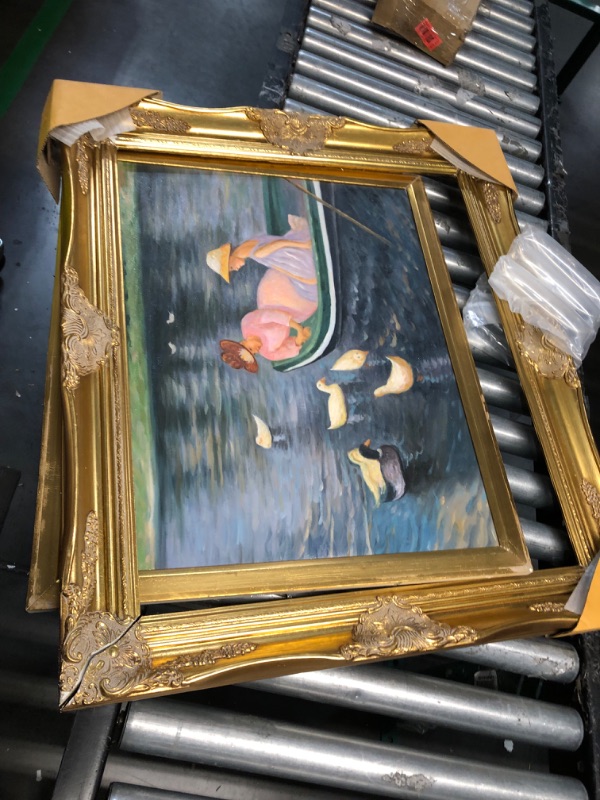 Photo 5 of **DETACHED FROM FRAME***La Pastiche Summertime by Mary Cassatt Hand Painted Oil on Canvas, 32" x 28", Victorian Gold Frame Victorian Frame 32" x 28"