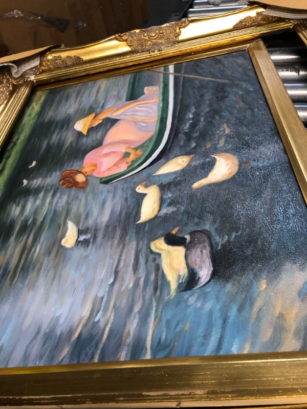 Photo 7 of **DETACHED FROM FRAME***La Pastiche Summertime by Mary Cassatt Hand Painted Oil on Canvas, 32" x 28", Victorian Gold Frame Victorian Frame 32" x 28"