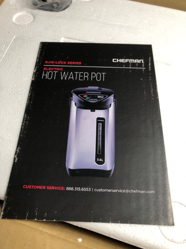 Photo 5 of **DIRTY, MOISTURE INSIDE***Chefman Electric Hot Water Pot Urn w/ Manual Dispense Buttons, Safety Lock, Instant Heating for Coffee & Tea, Auto-Shutoff/Boil Dry Protection, Insulated Stainless Steel, 5.3L/5.6 Qt/30+ Cups 5.3 Liter Hot Water Pot