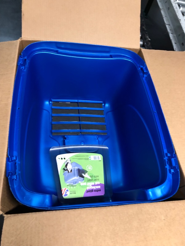 Photo 4 of **SMALL AMOUNT OF PET HAIR ON ITEM***Van Ness Pets Odor Control Extra Large, Giant Enclosed Cat Pan with Odor Door, Hooded, Blue, CP7