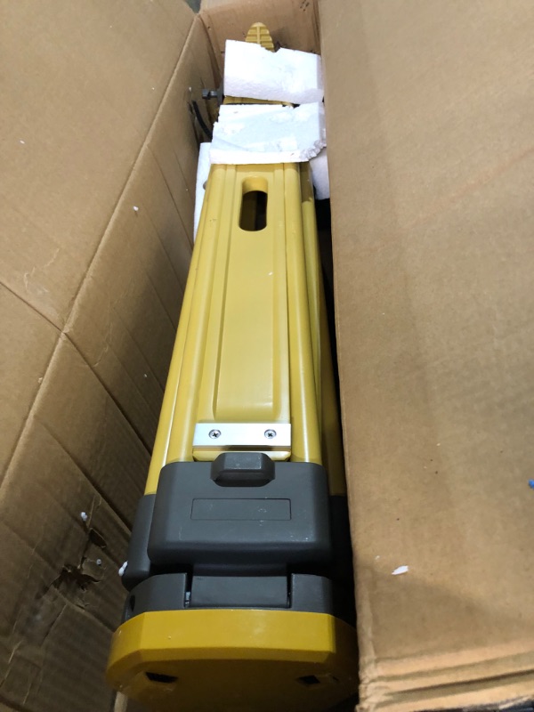 Photo 2 of Fiberglass Surveying Tripod, Heavy Duty Yellow Fiberglass and Wood Tripod with Dual Clamp and Copper Center Screw for Robotic Total Stations and Theodolite (Flat Head-C)