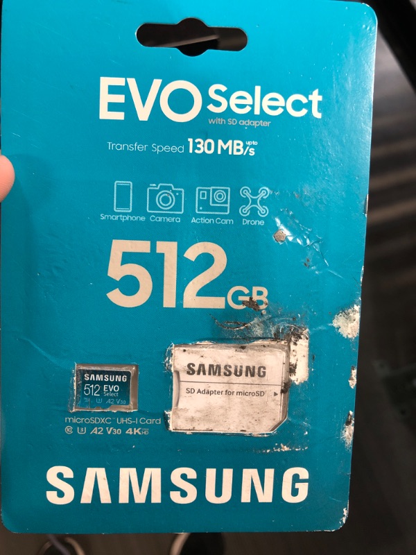 Photo 1 of *DAMAGED PACKAGING**SAMSUNG EVO Select Micro SD-Memory-Card + Adapter, 512GB microSDXC 130MB/s Full HD & 4K UHD, UHS-I, U3, A2, V30, Expanded Storage for Android Smartphones, Tablets, Nintendo-Switch (MB-ME512KA/AM)