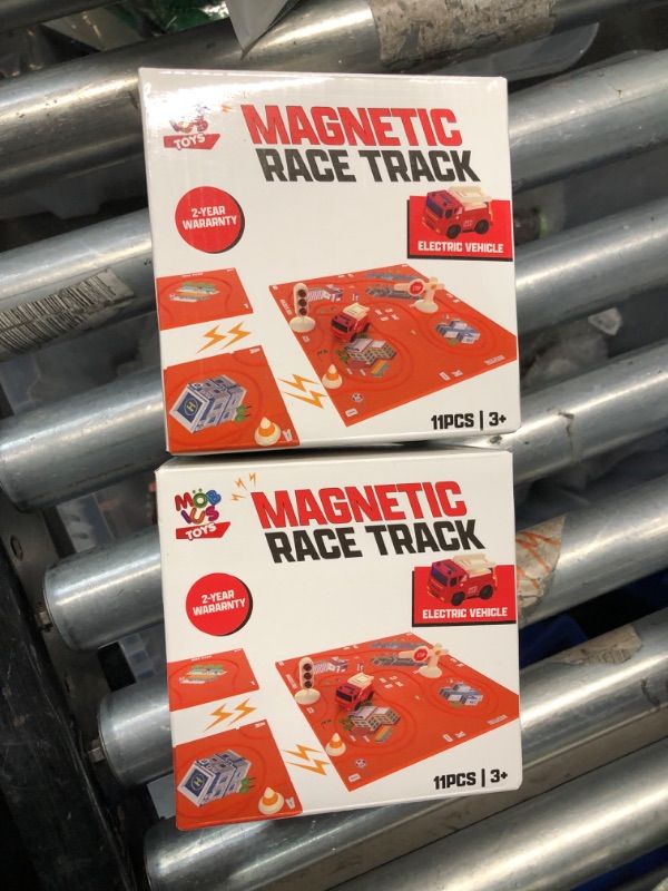 Photo 2 of **2 PACK BUNDLE-NON-REFUNDABLE **Puzzle Racer Kids Car Track Set - (13 Piece) Magnet Toddler Race Tracks for Kids 3-5,   13 Pcs - Blue Track